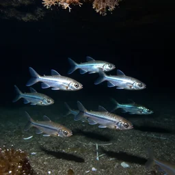 blind fishes inside deep dark freshwater lake cavern, legendary award winning underwater nature photography