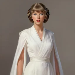 Taylor Swift as Princess Leia in Star Wars, intricate, elegant, highly detailed, centered, digital painting, artstation, concept art, smooth, sharp focus, illustration