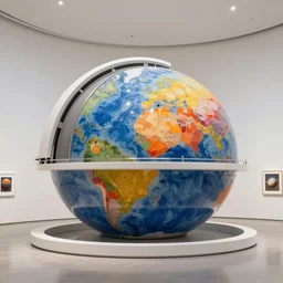 stunning colorful intriguing polished model of a planetarium by antoni gaudi in clean minimal style museum