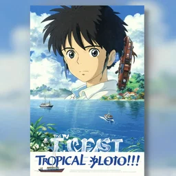 a lettered!!!!!!! poster for a film animation called the last tropical expedition, sunny day, blue tropical sea, ships passing by, delicate features finely detailed perfect art, gapmoe yandere grimdark, trending on pixiv fanbox, painted by greg rutkowski makoto shinkai takashi takeuchi studio ghibli, lettered poster