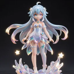 takashi murakami, ilya kuvshinov isolated magical girl vinyl figure, figure photography, glitter accents on figure, holographic undertones, anime stylized, high detail, ethereal lighting, rim light, expert light effects on figure, sharp focus, dramatic composition and glowing effects unreal engine, octane, editorial awarded best character design