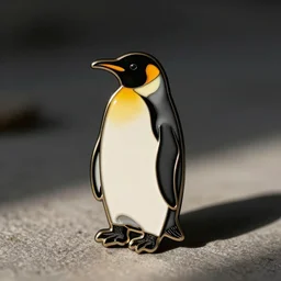 minimalistic enamel pin of a penguin, retro design