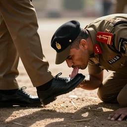 pakistani army officer licking american shoe