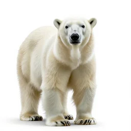 playful polar bear, photorealistic wildlife photography, full body, isolated on a pure white background, centered, entire subject in frame, sharp focus, soft studio lighting