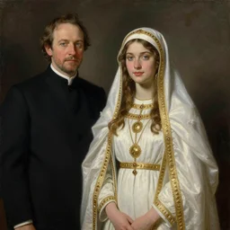 Richard Schmid and Jeremy Lipking portrait painting of a young beautiful woman priestess in elaborate costume