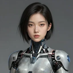illustration of a portrait of an asian girl wearing a cybernetic suit by laurie greasely and geof darrow, high detail intricate