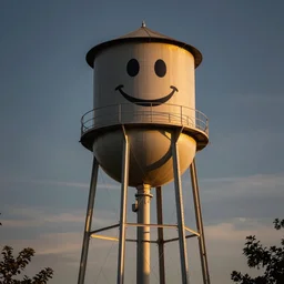 smiley face water tower, longport, new jersey, dramatic angle
