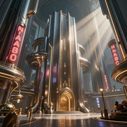 beautiful picture of naboo with reflective sleek architecture, steampunk, ultra detailed, neon signs, elegant, trending on artstation, dramatic lighting, light rays and shadows, octane render directed by stanley kubrick
