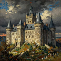 medieval castle, by August Macke