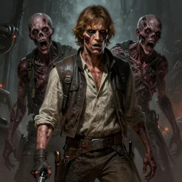 scary horrific star wars, zombie han solo, dark fantasy, body horror, sores and scars, undead. highly detailed, biopunk, digital painting, by greg rutkowski, artgerm and alphonse mucha