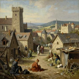 painting medieval city slums