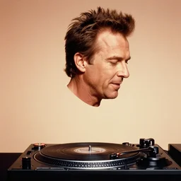 David Hasselhoff's head spinning on a DJ turntable