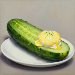 the anthropomorphic cucumber benedict cumberbatch by john byrne, photorealistic oil on canvas