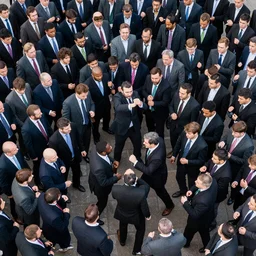 brawl crowd parliament guys wearing suit fight each others, hyperdetailed, aerial view