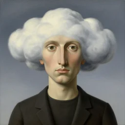 portrait of a cloud faced man, by rene magritte, centered, detailed painting, hd, hq, high resolution, high detail, 4 k, 8 k