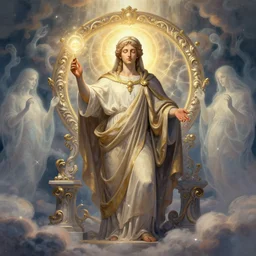 sacred neoclassical priest, epic, magic light, ghosts, acanthus scroll, ceremonial clouds, dripping paint, fibonacci rhythm, artstation, art germ, wlop, karol bak, christopher balaskas, ross tran