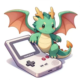 an anthropomorphic dragon playing on the gameboy, 4 k, hd, digital art