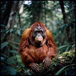 a photo of a azurill orangutan in its natural habitat, kodak ektachrome e 1 0 0 photography