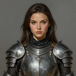 a professional painting of a young Miranda Kerr, clothed in military armor, olive skin, long dark hair, beautiful bone structure, symmetrical facial features, intricate, elegant, digital painting, concept art, smooth, sharp focus, illustration, from StarCraft by Ruan Jia and Mandy Jurgens and Artgerm and William-Adolphe Bouguerea