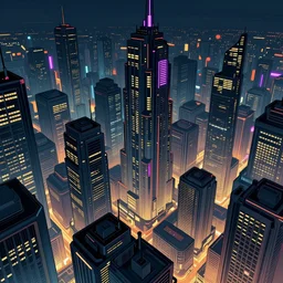 detailed cyberpunk graphic novel style 3 point perspective view of a future city