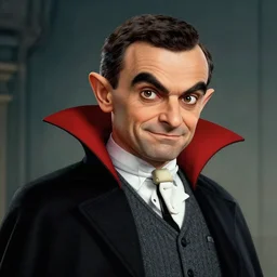 mr bean vampire hunter, fine details, realistic shaded lighting poster by greg rutkowski, magali villeneuve, artgerm, jeremy lipkin and michael garmash and rob rey