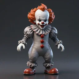 pennywise the clown as portrayed by drew carey, 3d model, realistic lighting, dynamic reflections