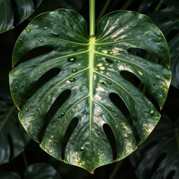 monstera deliciosa leaf. art by maria sibylla merian.