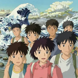 a film still japanese poeple fleeing from a tidal wave on a beach during a summer tempest, finely detailed features, closeup at the faces, perfect art, dramatic light, trending on pixiv fanbox, painted by greg rutkowski makoto shinkai takashi takeuchi studio ghibli, akihiko yoshida