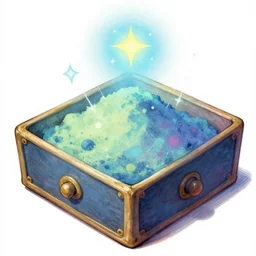 detailed close - up illustration of a small box full of magical powder, by james gurney, trending on artstation