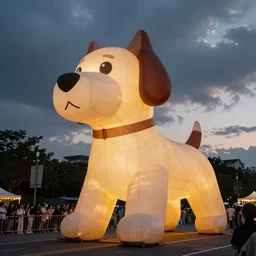 a giant inflatable dog in a parade