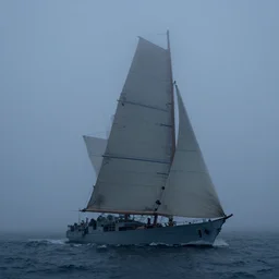 bismarck sailing through thick fog at night
