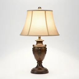 rustic table lamp, professional product shot, isolated on a pure white background, centered, entire object in frame, sharp focus, soft studio lighting