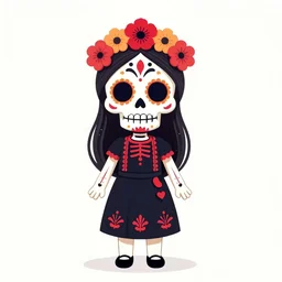 Illustration of a sugar skull day of the dead girl, art by howard chaykin
