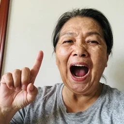 a selfie of a grandma screaming