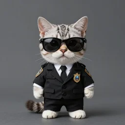 a full body portrait of a kitten wearing a black FBI suit and black FBI sunglasses, ultrarealism, 4k, octane render