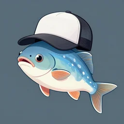 An illistration of a blowfish wearing a trucker hat by Asaf Hanuka trending on artstation