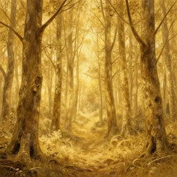 a golden ivory forest by Edgar Maxence and Ross Tran, Michael Whelan, distant, gustav dore, 8k, octane render, art nouveau