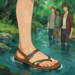 river glitch initiator wearing sandals of the fairy by artgerm and Craig Mullins, James Jean, Andrey Ryabovichev, Mark Simonetti and Peter Morbacher 16k