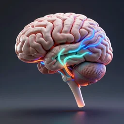 3 d model of anatomically correct human brain, tendrils of colorful light, unreal engine, artstation, photorealistic, octane render, scifi