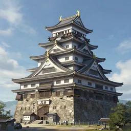 Beautiful hyperdetailed matte painting of Gigantic Space Cruiser in japanese castle style by Yuta Shimpo and CGSociety, 8k resolution trending on Artstation