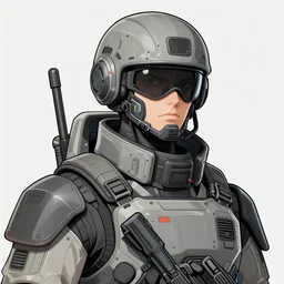 portrait of a futuristic cyberpunk soldier by death burger, ultra detailed, masterpiece, clean lines, cmyk