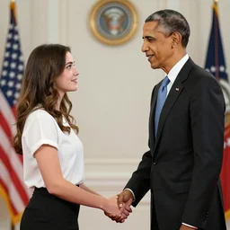 photo of obama and a roman girl holding hands