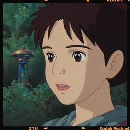 Kodak Portra 400, 8K, highly detailed, claire danes as studio ghibli princess mononoke style 3/4 extreme closeup portrait, eye contact, focus on girl model, tilt shift zaha hadid style forest background: famous princess mononoke remake, forest scene