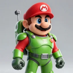 Super Mario as Master Chief, highly detailed, extremely high quality, HD, 4k, 8k, Canon 300mm, professional photographer, 40mp, lifelike, top-rated, award winning, realistic, detailed lighting, detailed shadows, sharp, no blur, edited, corrected, trending