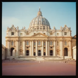 paint casted on the vatican, film photo, soft lighting album cover, nostalgia, gradient