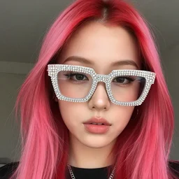 jeffree star 2 0 0 0 s selfie with pink red hair wearing rhinestone 2 0 0 0 s glasses