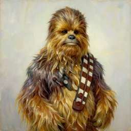 bright beautiful oil painting portrait of chewbacca in 1 9 th century clothing, light scatter, van gogh