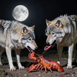 wolves eat lobster on the moon