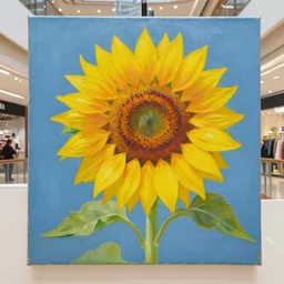 sunflower in a mall by peter elson, oil on canvas