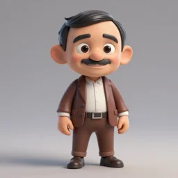 a highly detailed 3D figurine of Mr. Bean as a Pixar character
